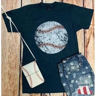 DISTRESSED BASEBALL CREW NECK T-SHIRT