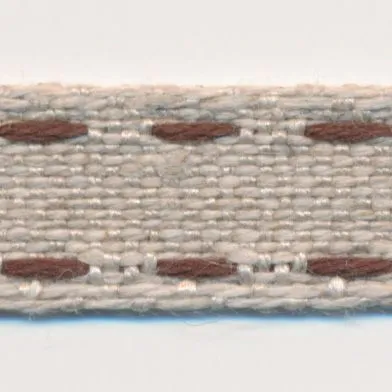 Double Stitched Linen Ribbon #5 Ecru & Dark Brown