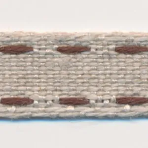 Double Stitched Linen Ribbon #5 Ecru & Dark Brown