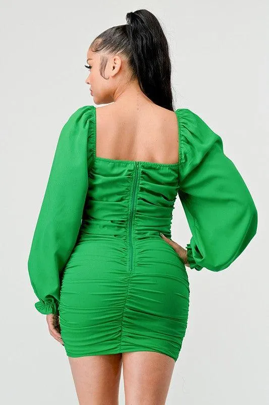 DRAWSTRING MINI DRESS