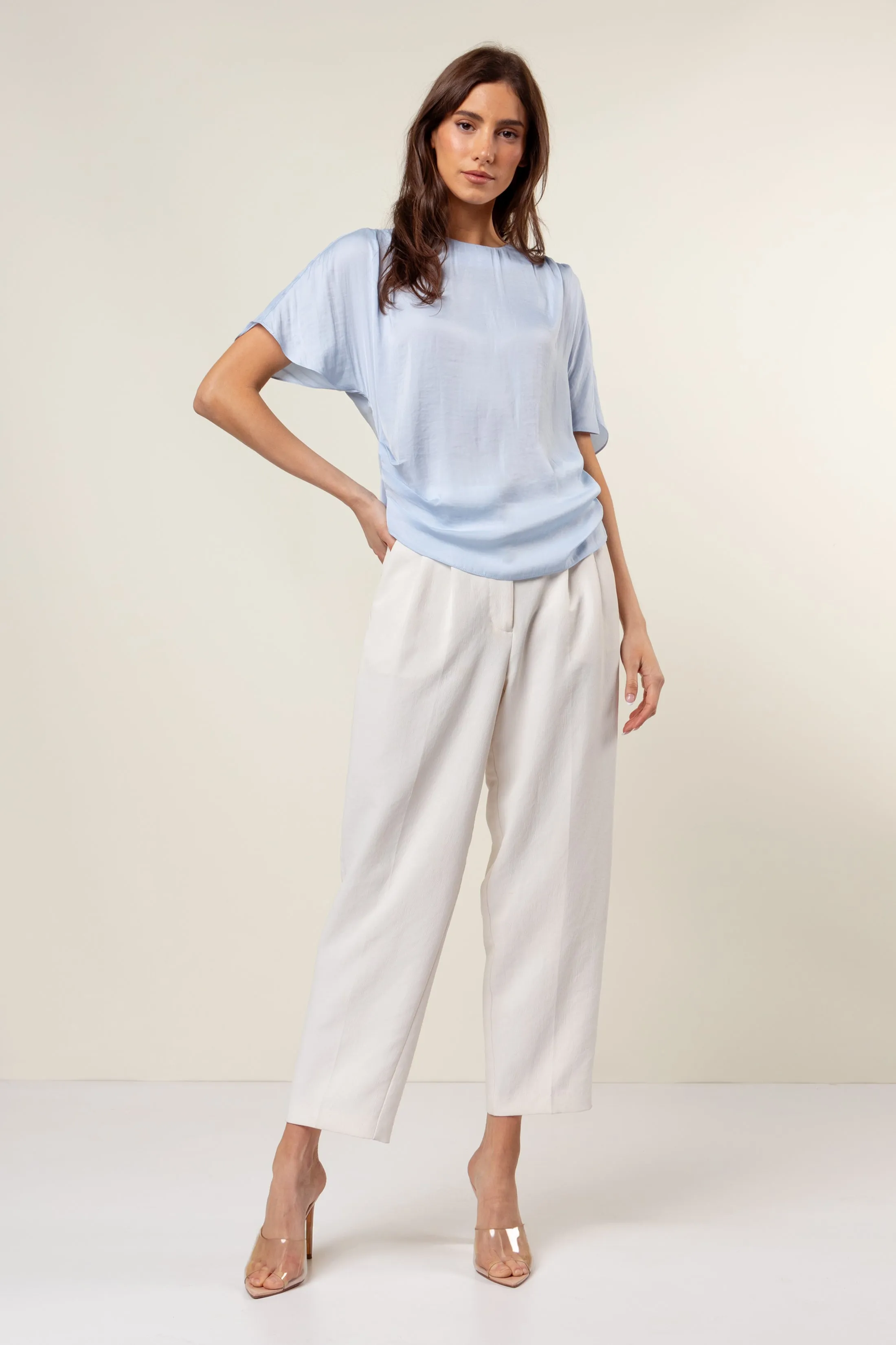 Drop Shoulder Blouse With Invisible Zipper