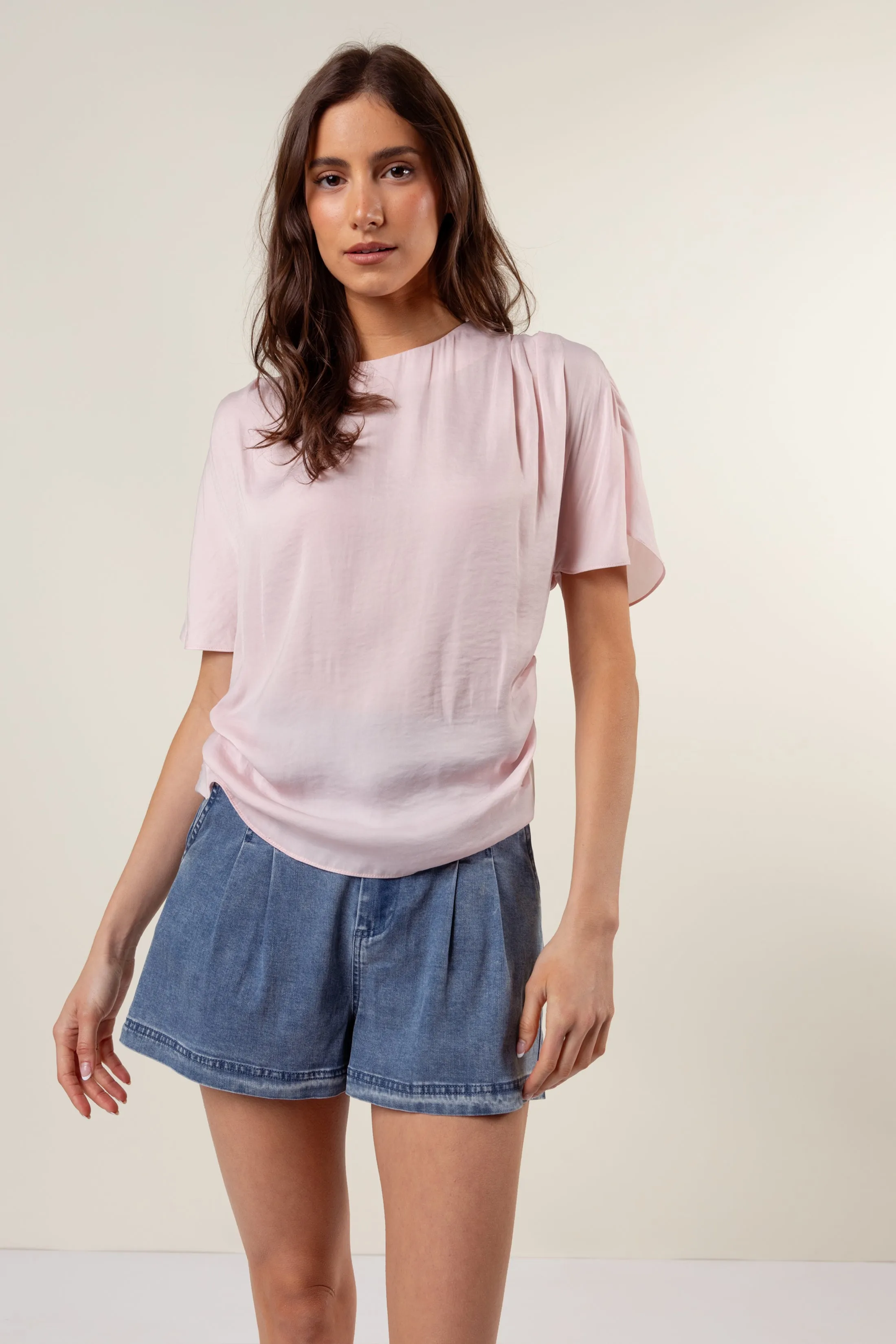 Drop Shoulder Blouse With Invisible Zipper