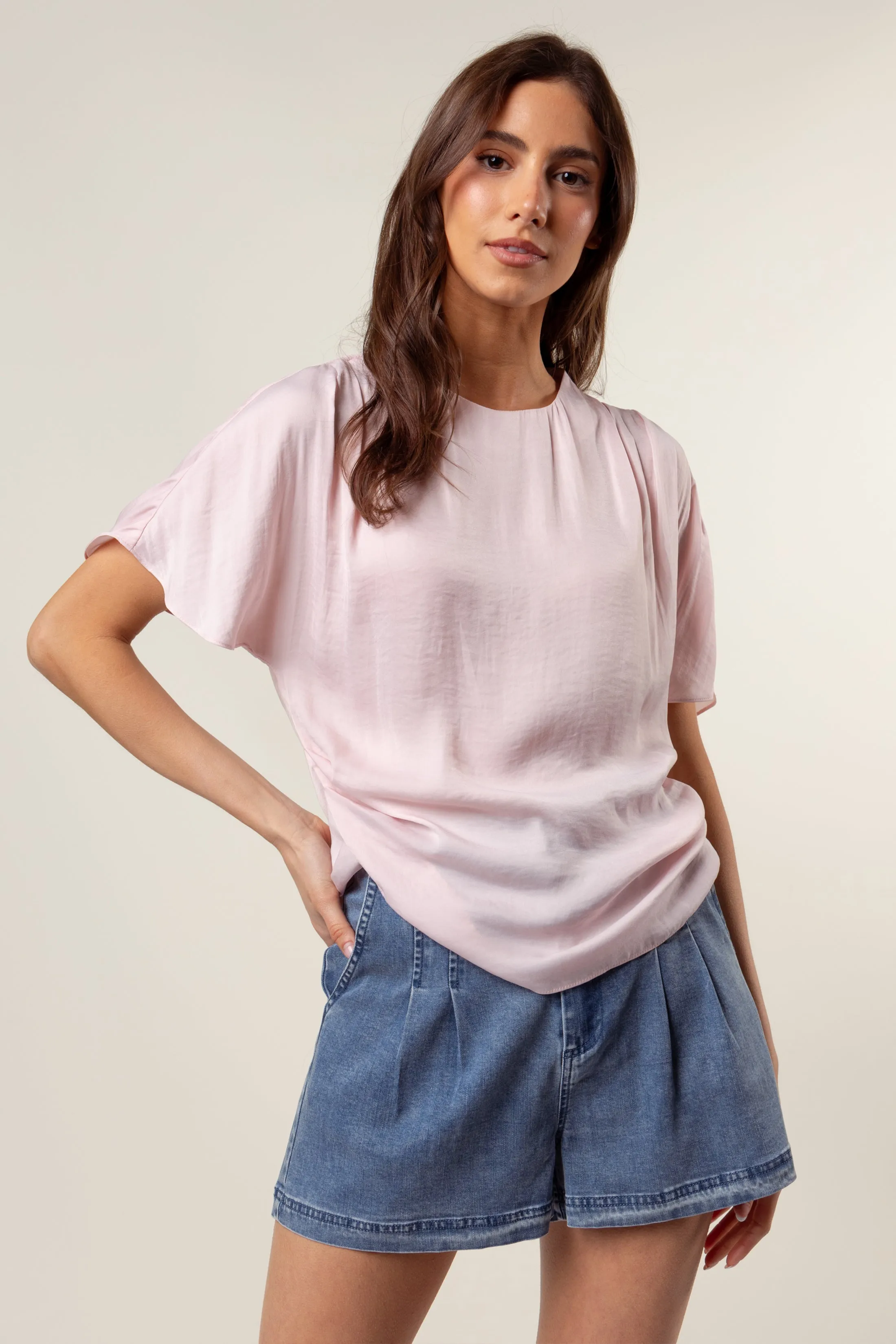 Drop Shoulder Blouse With Invisible Zipper