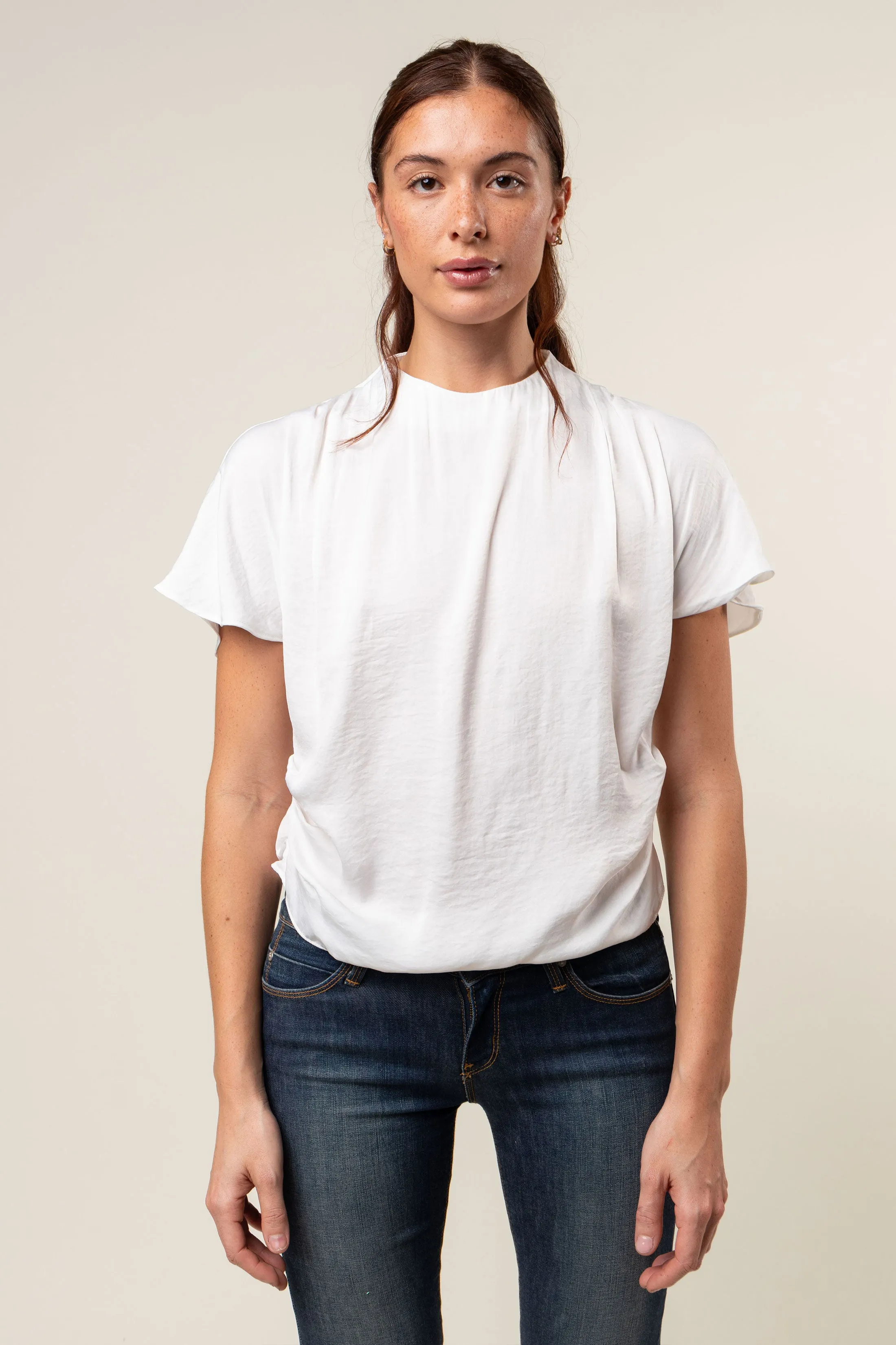 Drop Shoulder Blouse With Invisible Zipper