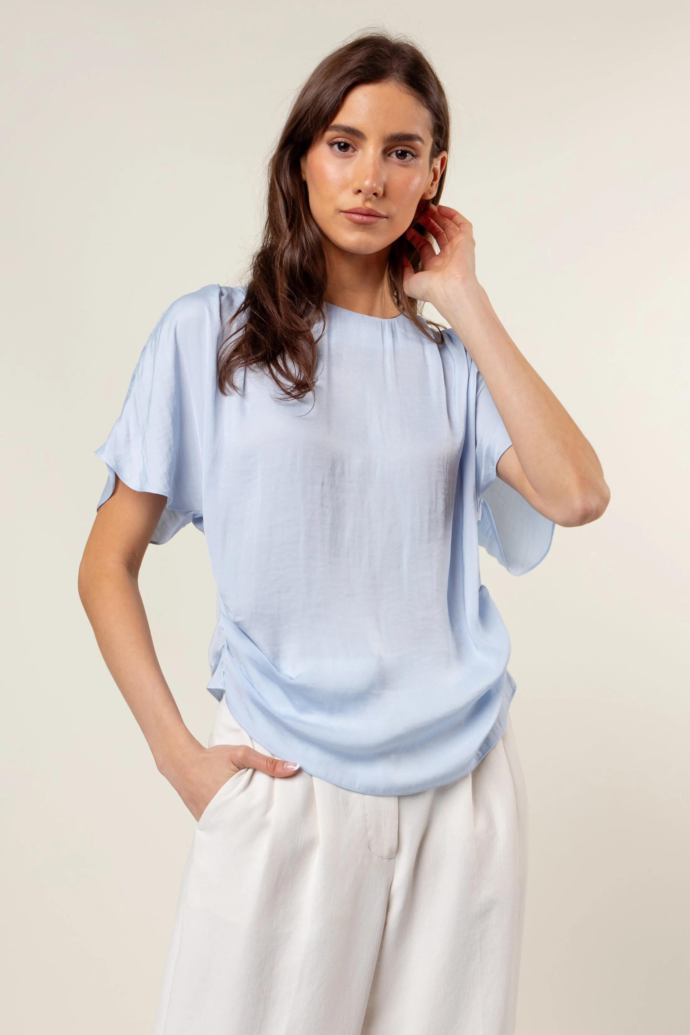 Drop Shoulder Blouse With Invisible Zipper