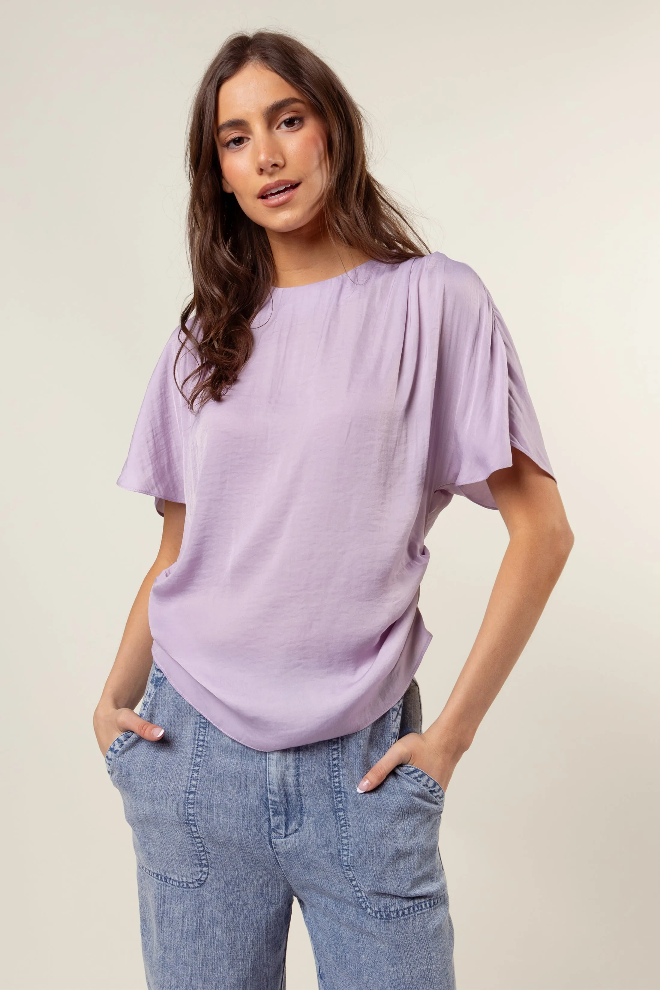 Drop Shoulder Blouse With Invisible Zipper