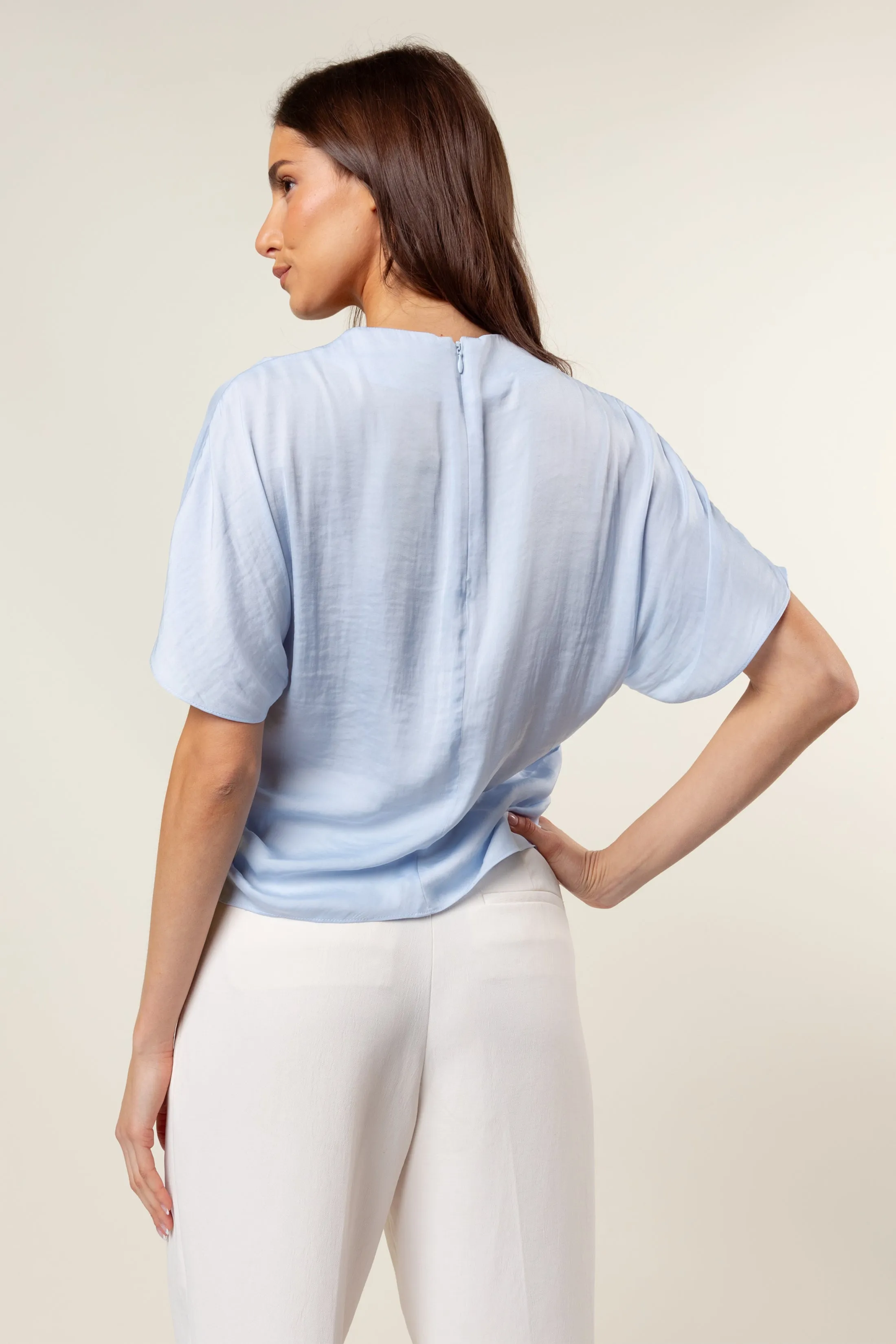 Drop Shoulder Blouse With Invisible Zipper