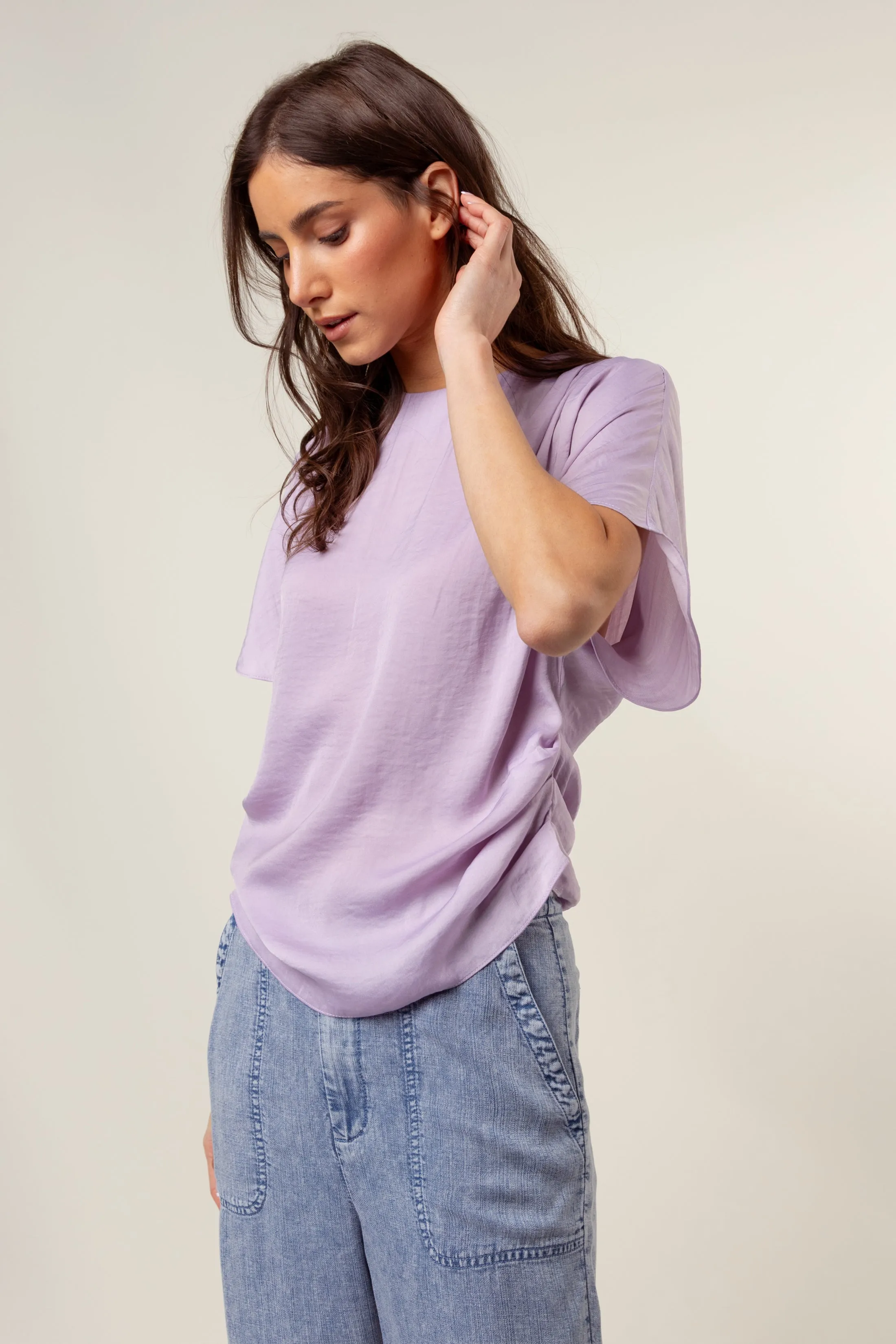 Drop Shoulder Blouse With Invisible Zipper
