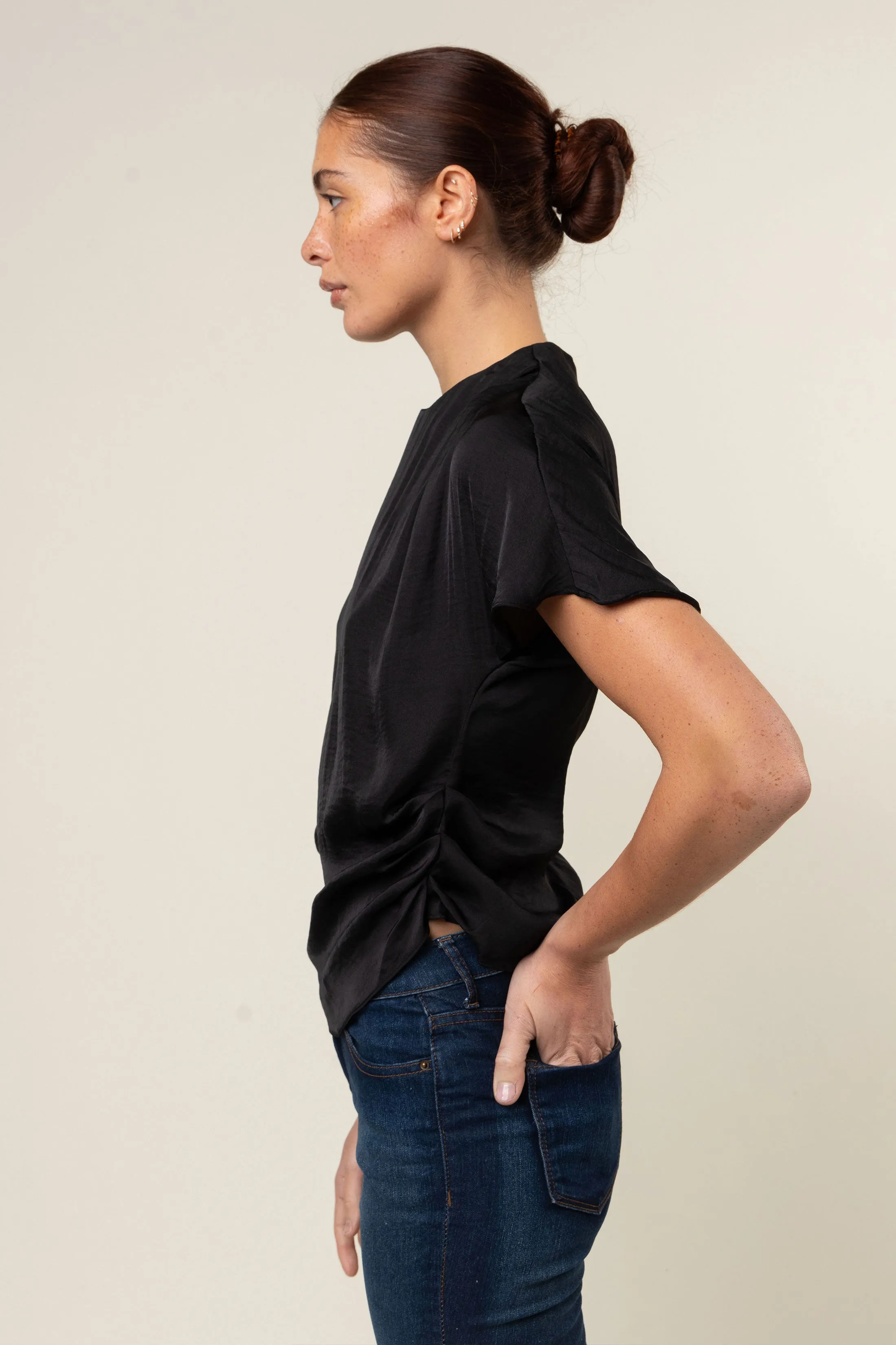 Drop Shoulder Blouse With Invisible Zipper