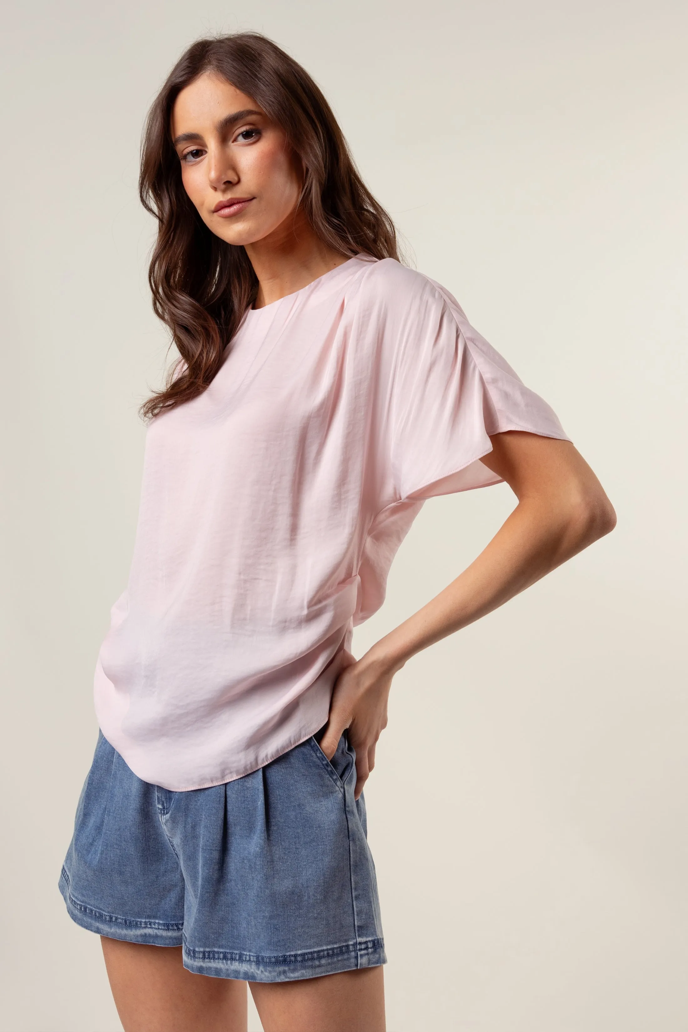 Drop Shoulder Blouse With Invisible Zipper