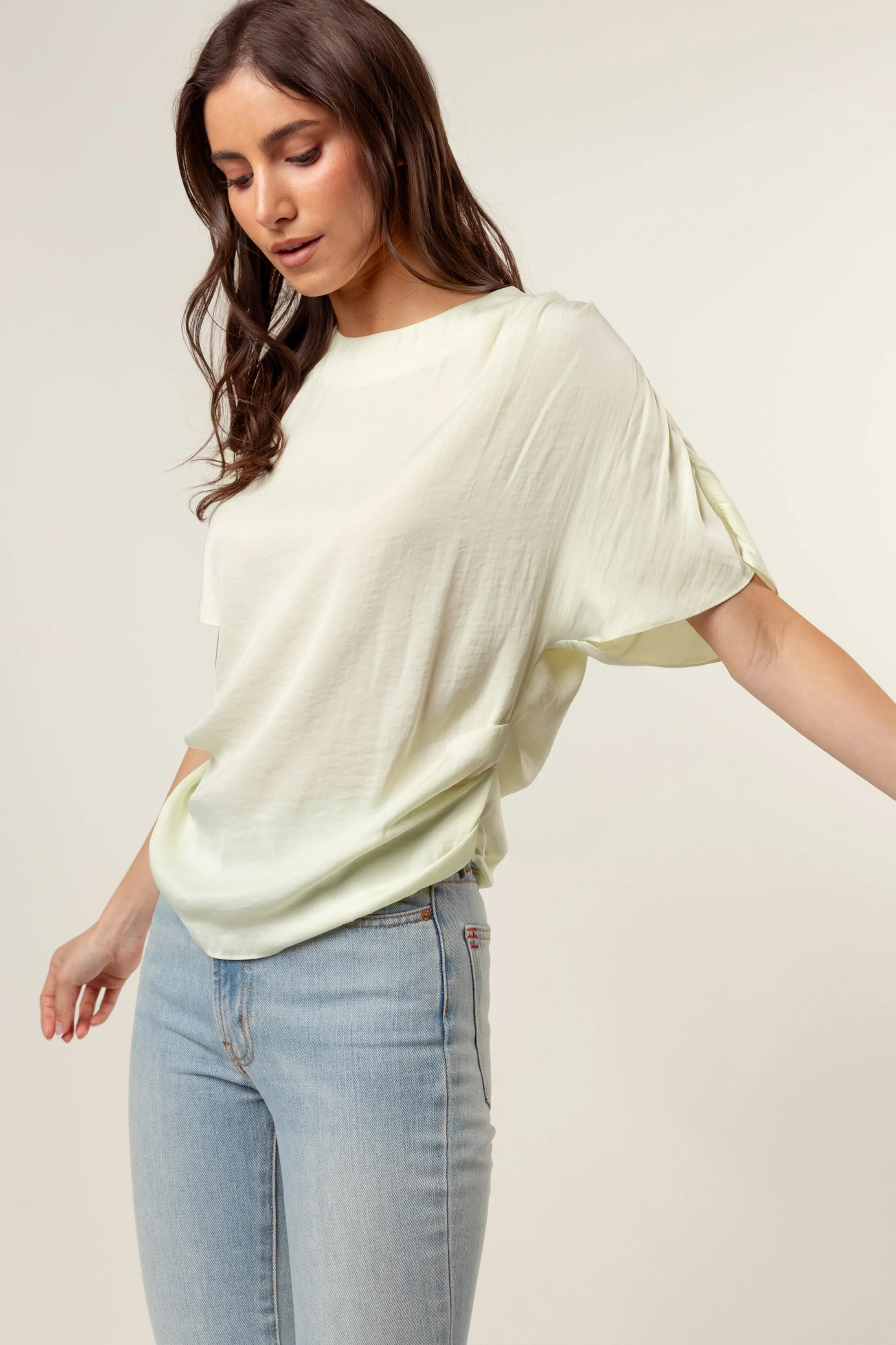Drop Shoulder Blouse With Invisible Zipper