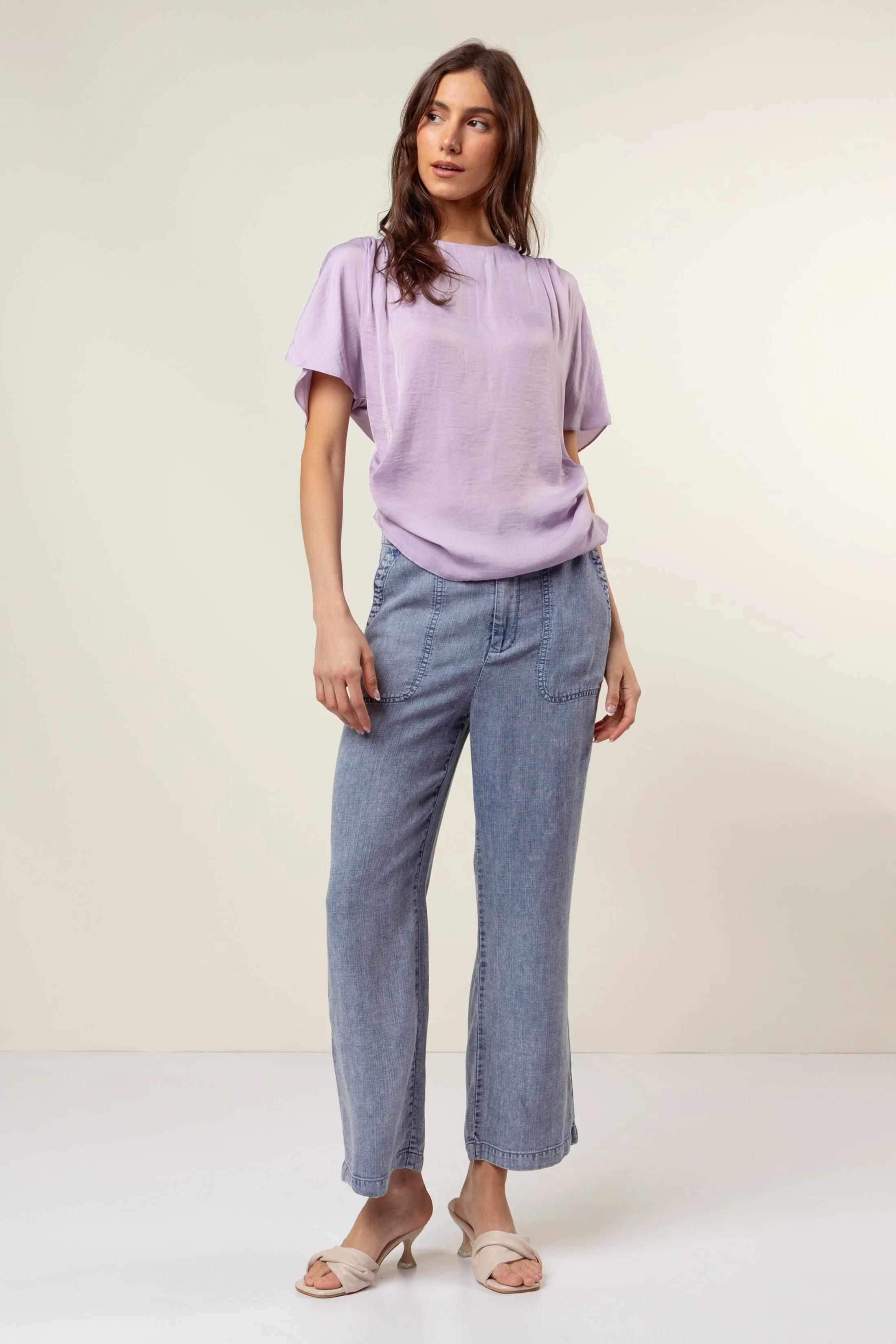 Drop Shoulder Blouse With Invisible Zipper