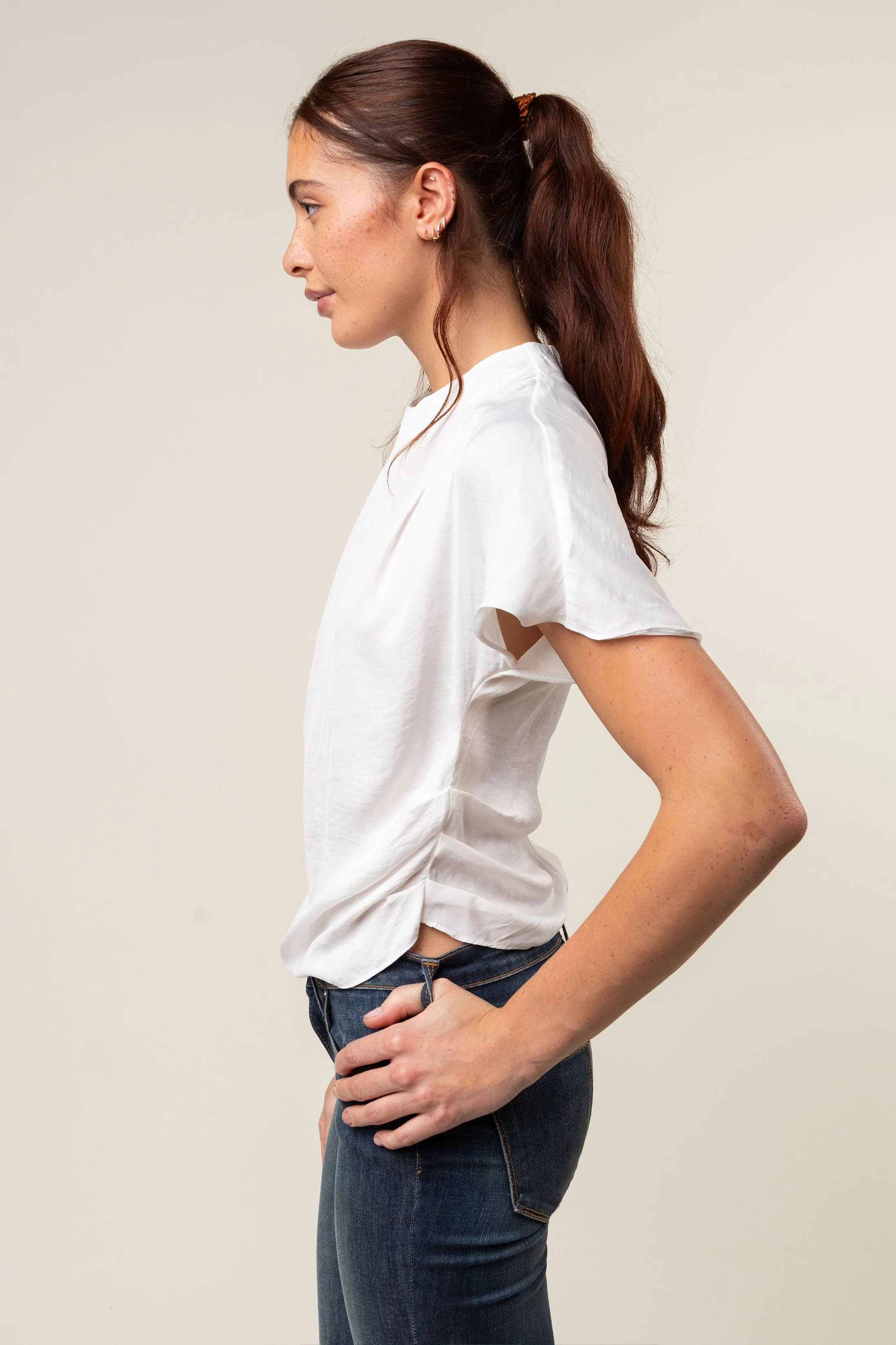 Drop Shoulder Blouse With Invisible Zipper