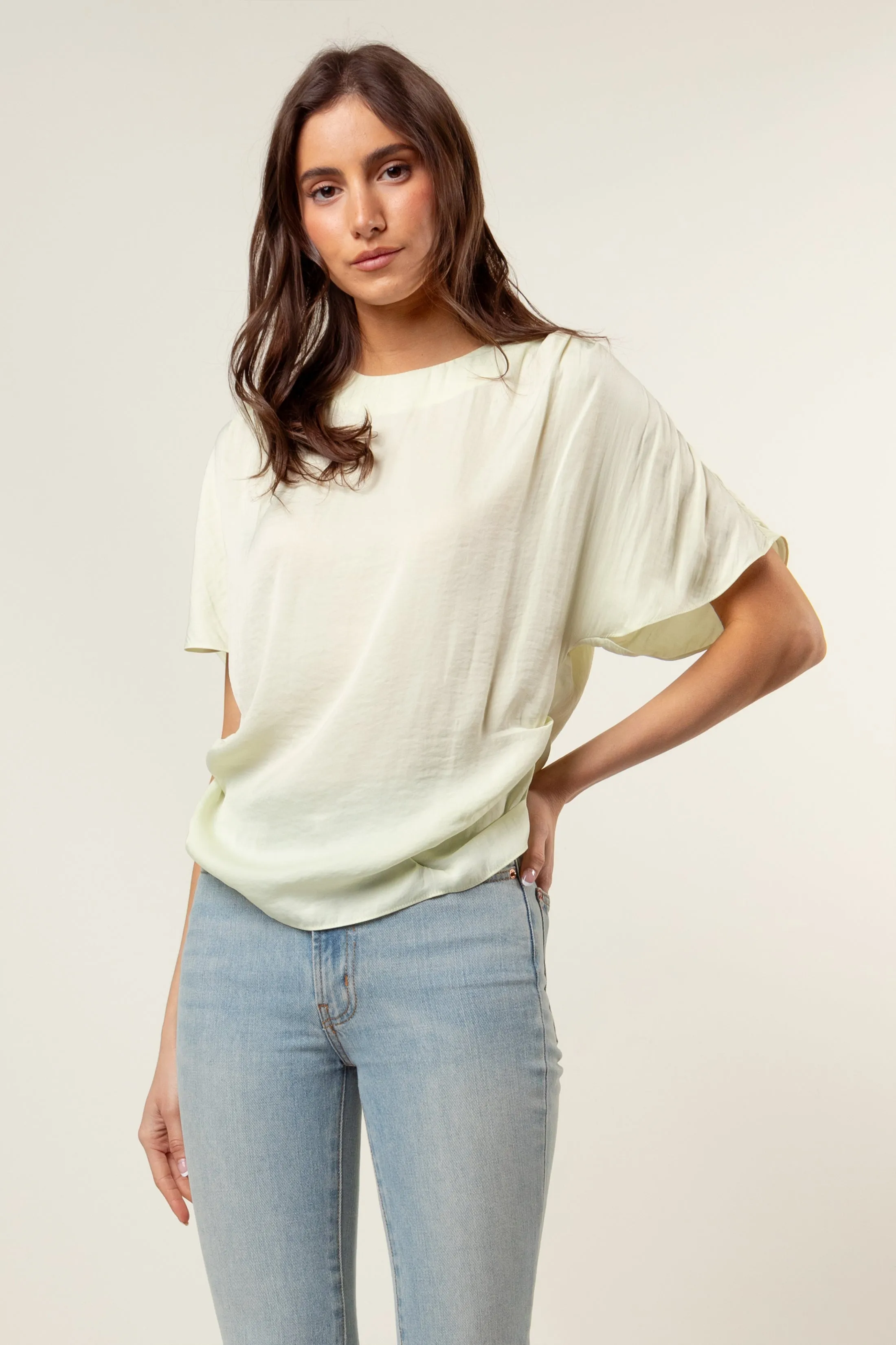 Drop Shoulder Blouse With Invisible Zipper