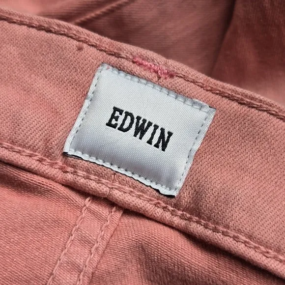 Edwin Bree High-Rise Slim Straight-Leg Jeans Pink Plus Size 33 NWT New Barbie
