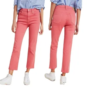 Edwin Bree High-Rise Slim Straight-Leg Jeans Pink Plus Size 33 NWT New Barbie