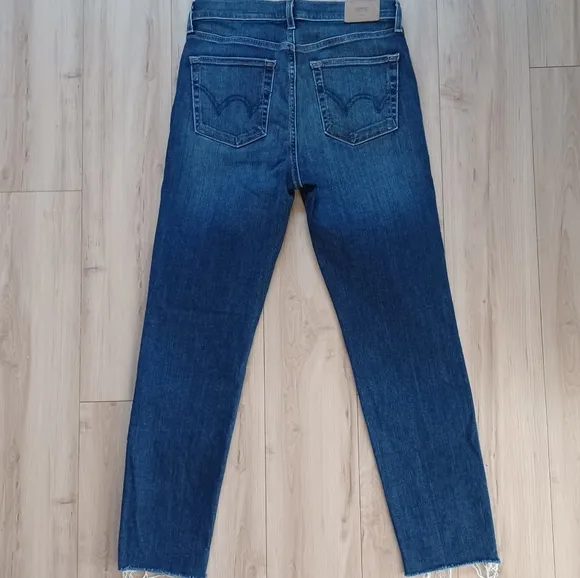Edwin Bree High Waist Raw Hem Ankle Straight Leg Dejablue