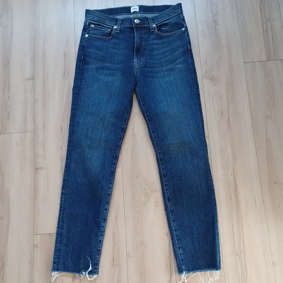 Edwin Bree High Waist Raw Hem Ankle Straight Leg Dejablue
