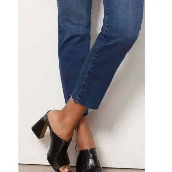 Edwin Bree High Waist Raw Hem Ankle Straight Leg Dejablue