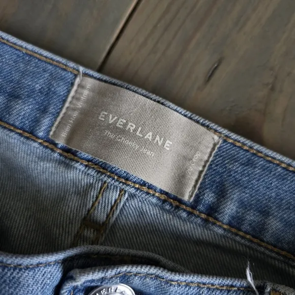 EVERLANE The Cheeky Jean Blue High Rise Straight Leg Size 29 Crops