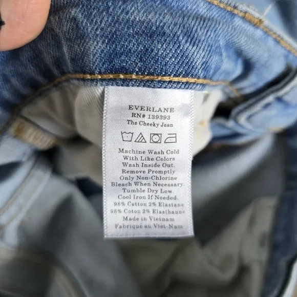 EVERLANE The Cheeky Jean Blue High Rise Straight Leg Size 29 Crops
