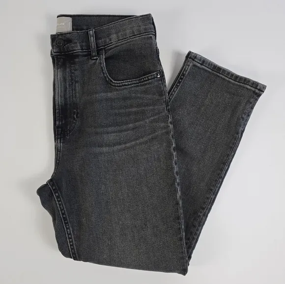 Everlane The High Rise Straight Jean Size 30 Ankle Washed Black