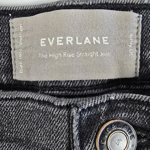Everlane The High Rise Straight Jean Size 30 Ankle Washed Black