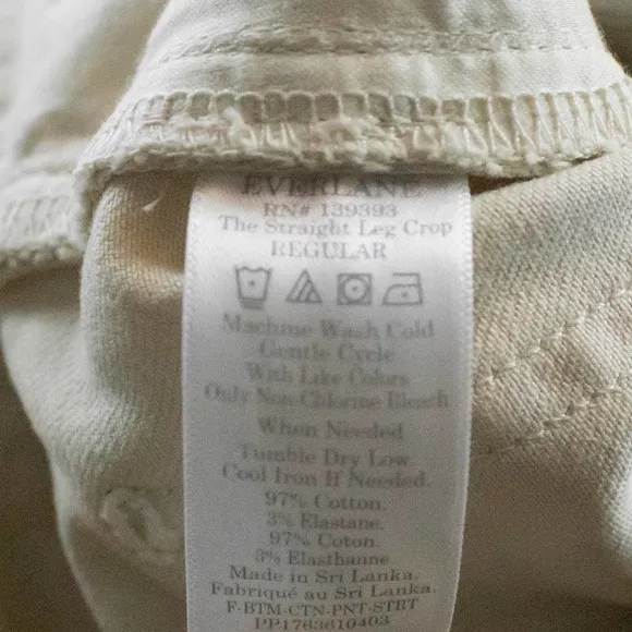 Everlane Womens Beige Khaki High Waisted Straight Leg Crop Jeans Size 14 Denim