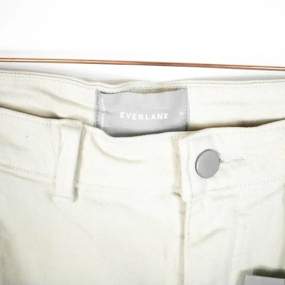 Everlane Womens Beige Khaki High Waisted Straight Leg Crop Jeans Size 14 Denim