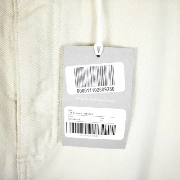 Everlane Womens Beige Khaki High Waisted Straight Leg Crop Jeans Size 14 Denim