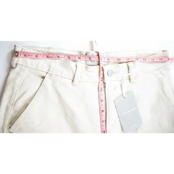 Everlane Womens Beige Khaki High Waisted Straight Leg Crop Jeans Size 14 Denim