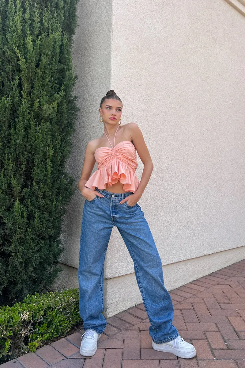 Fara Peplum Halter Top