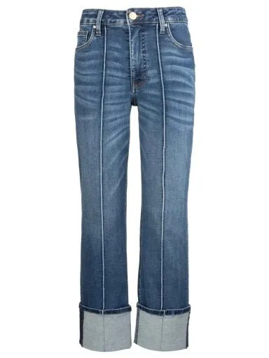 FAY HIGH RISE FAB AB  STRAIGH LEG-ROLL UPIN TUCK