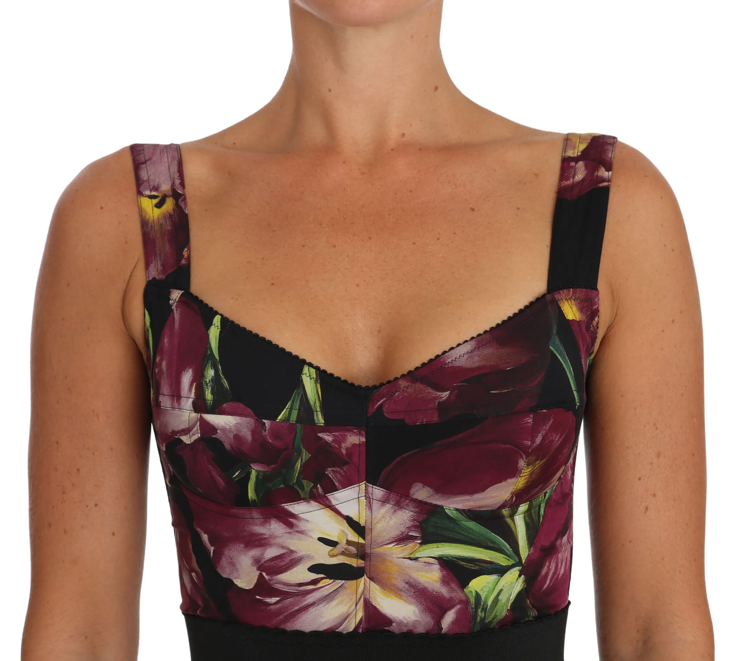 Floral Bodycon Bustier Silk Stretch Dress