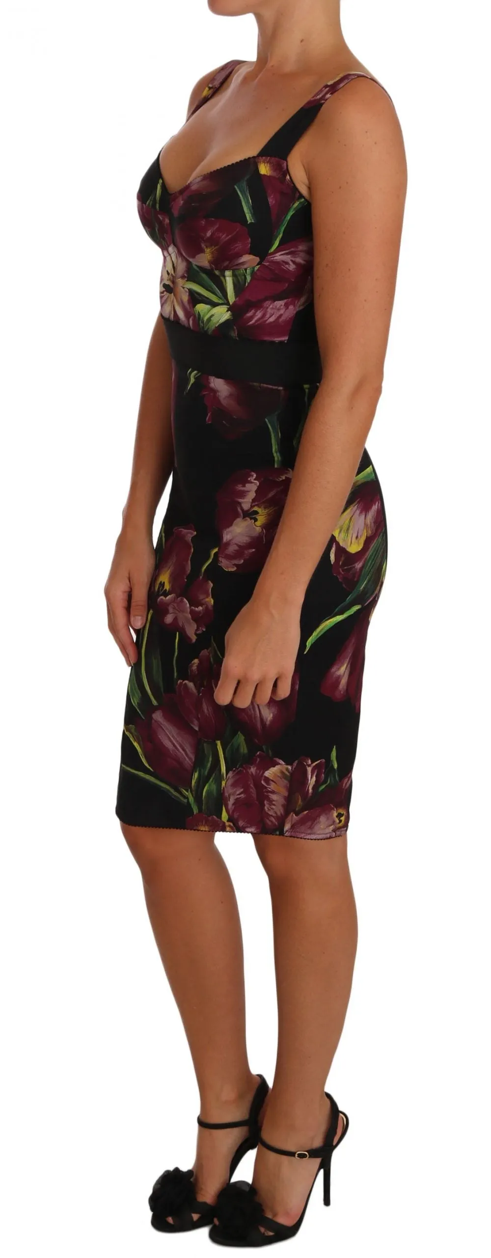 Floral Bodycon Bustier Silk Stretch Dress