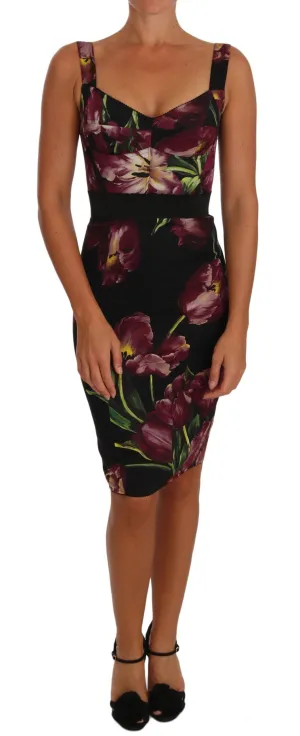 Floral Bodycon Bustier Silk Stretch Dress