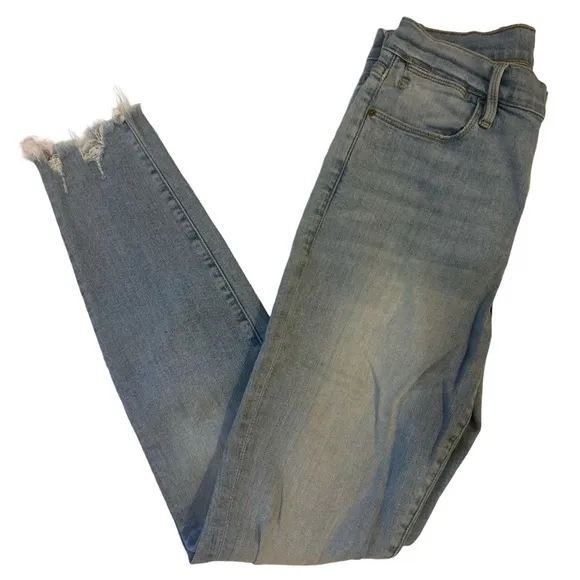 FRAME - Le High Straight frayed cropped high-rise straight-leg jeans | Size 29