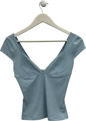 Free People Blue V Neck Cap Sleeve Top UK M