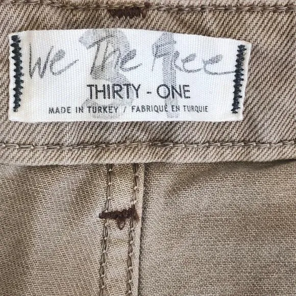 Free People We The Free Dakota Straight Leg Jeans Tan Distressed Denim Size 31