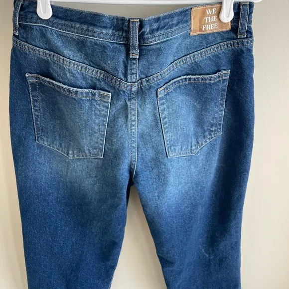 Free People We The Free The Maggie Mid-Rise Straight Leg Frayed Jeans - Size 30