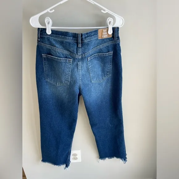 Free People We The Free The Maggie Mid-Rise Straight Leg Frayed Jeans - Size 30