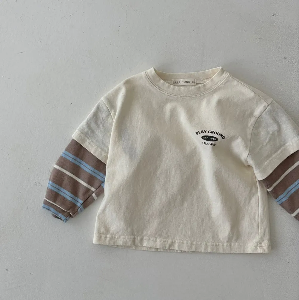 Girls & Boys Layered LS Tee - Cream