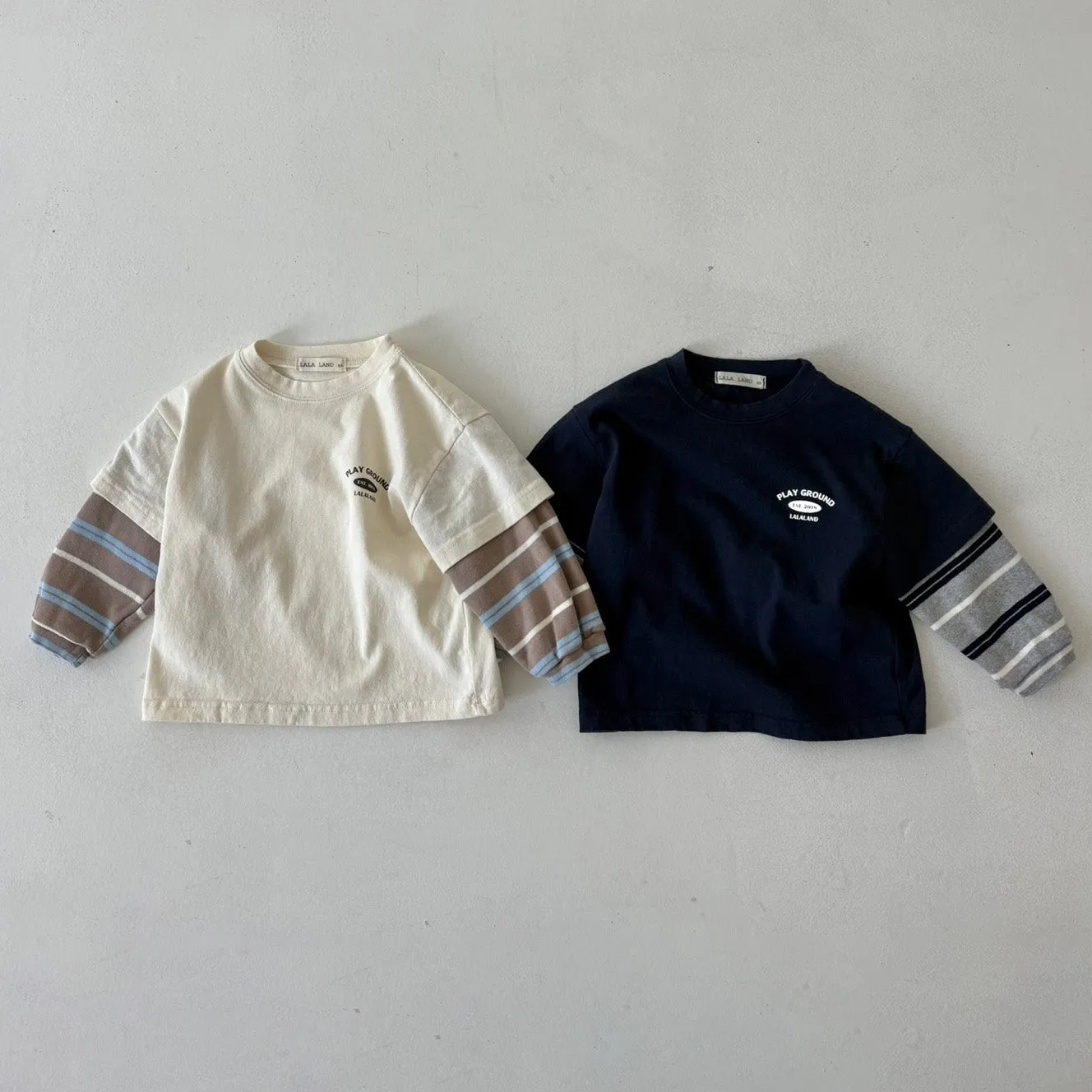 Girls & Boys Layered LS Tee - Cream