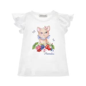 Girls White Fruits T-Shirt