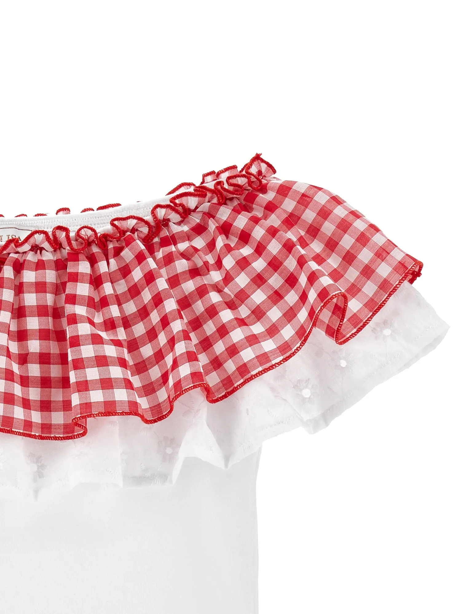 Girls White Gingham T-Shirt