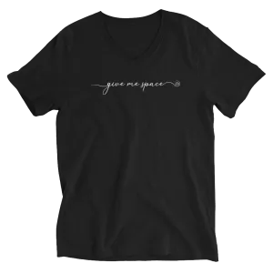 Give me Space Short V-Neck T-Shirt Black