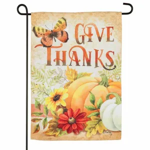 Give Thanks Garden Linen Flag