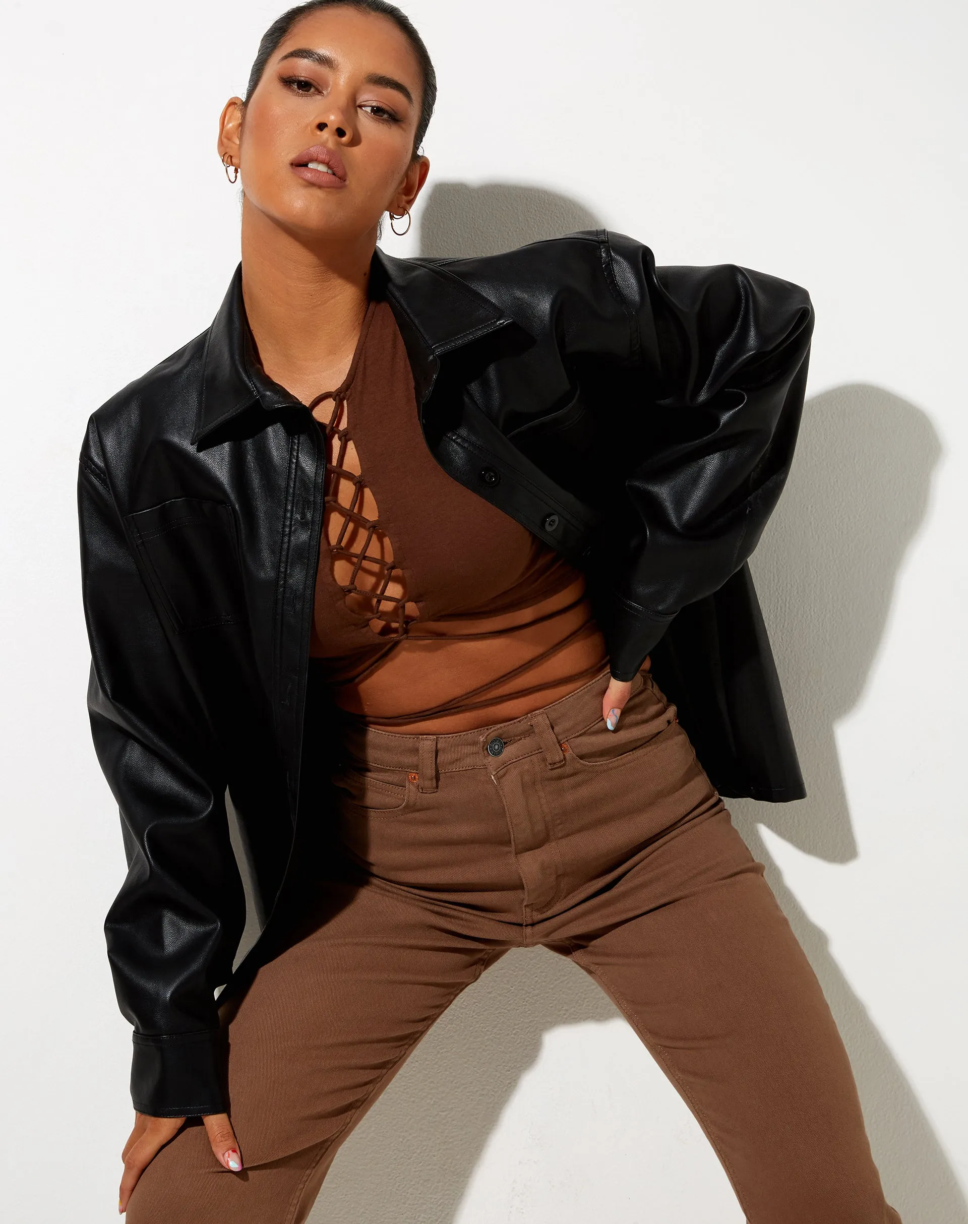 Giwta Crop Top in Lycra Cocoa