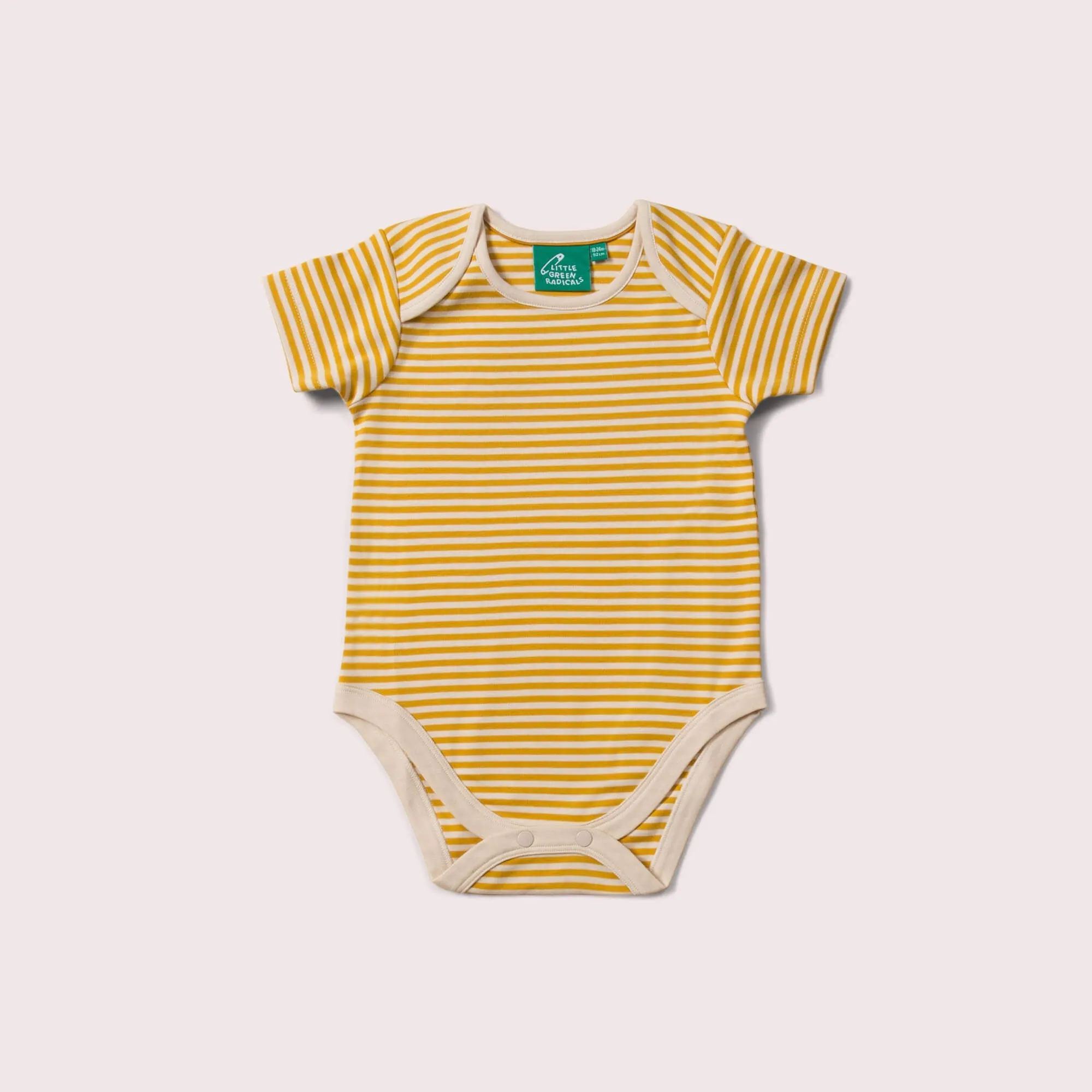 Gold & Green Striped Organic Baby Bodysuit Set - 2 Pack