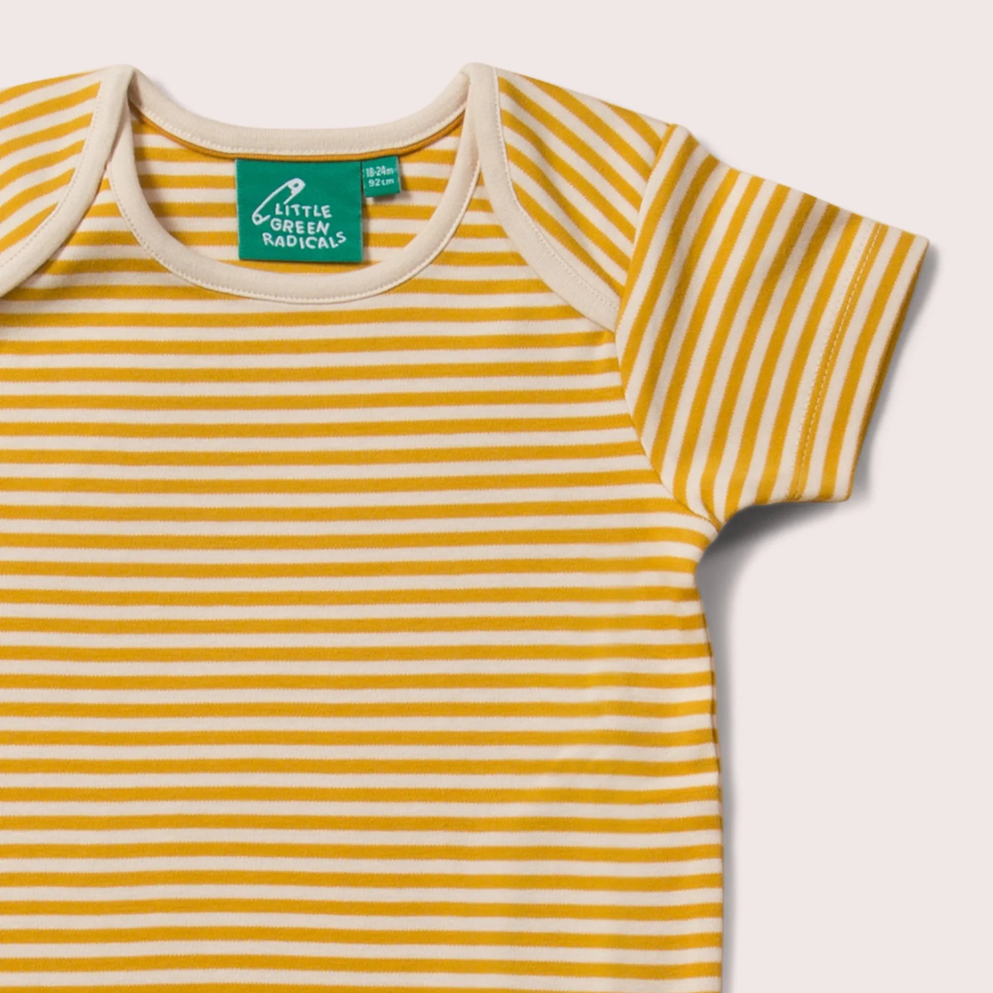 Gold & Green Striped Organic Baby Bodysuit Set - 2 Pack